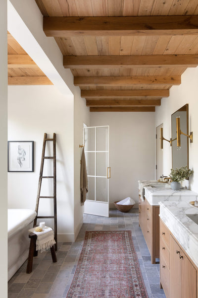 Bathroom with beams and t&g