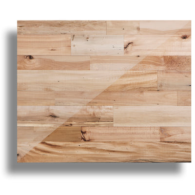 Reclaimed beechwood wall cladding with natural wood grain.