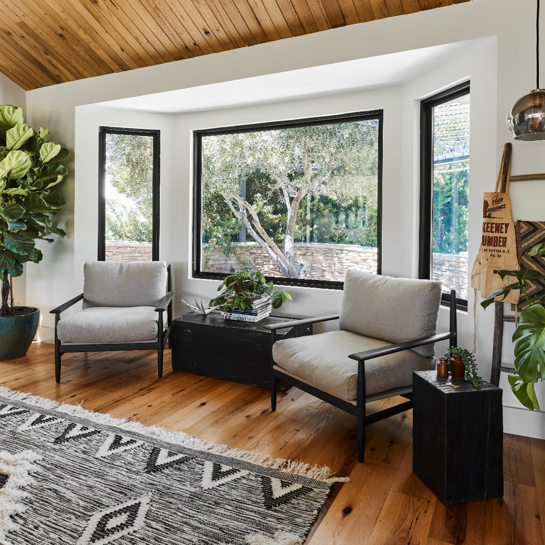 sitting area with city intense black stump side tables